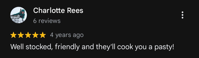 Customer review of Goldsithney Stores on Google Maps